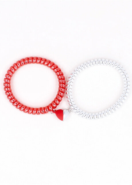 SET PULSERAS TELEPHONE CORAZON IMAN RED