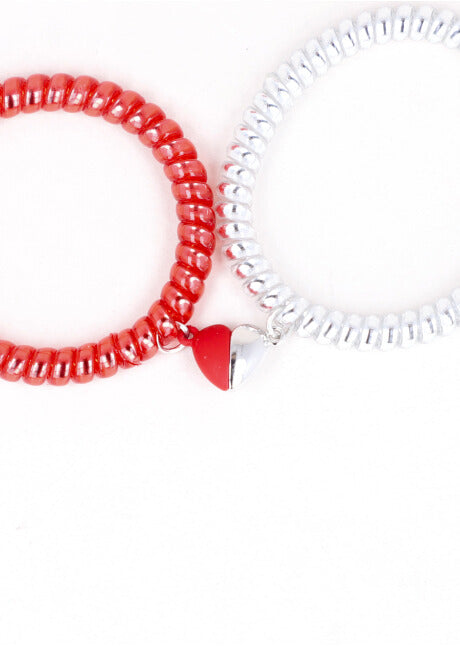 SET PULSERAS TELEPHONE CORAZON IMAN RED