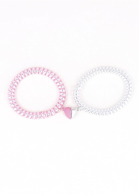 SET PULSERAS TELEPHONE CORAZON IMAN PINK