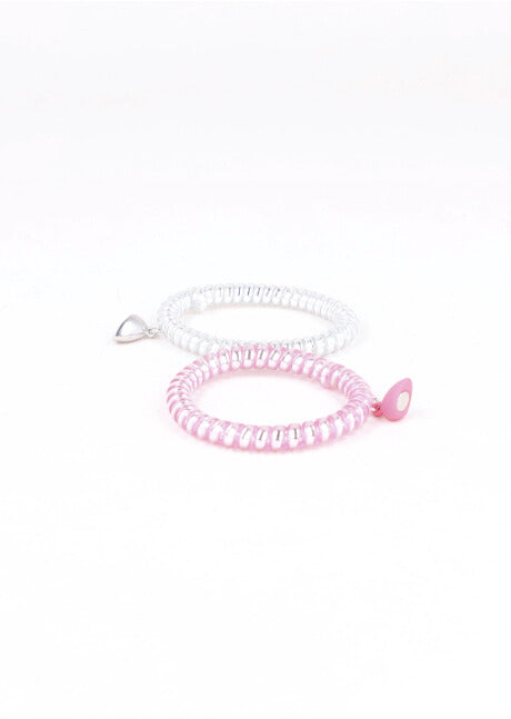 SET PULSERAS TELEPHONE CORAZON IMAN PINK