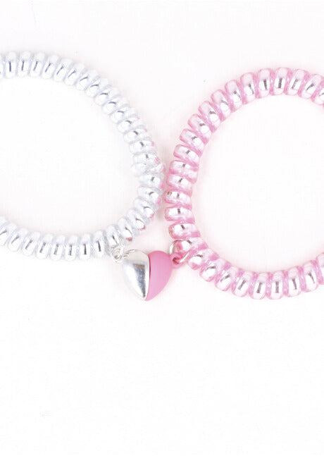 SET PULSERAS TELEPHONE CORAZON IMAN PINK