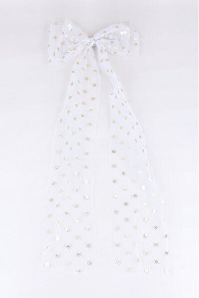 Maxi polka dots foil bow WHITE