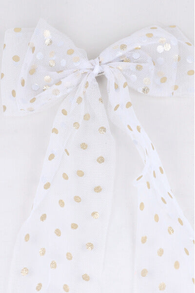 Maxi polka dots foil bow WHITE