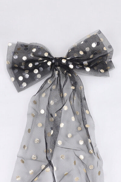 Maxi polka dots foil bow BLACK