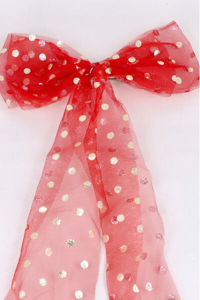 Maxi polka dots foil bow RED