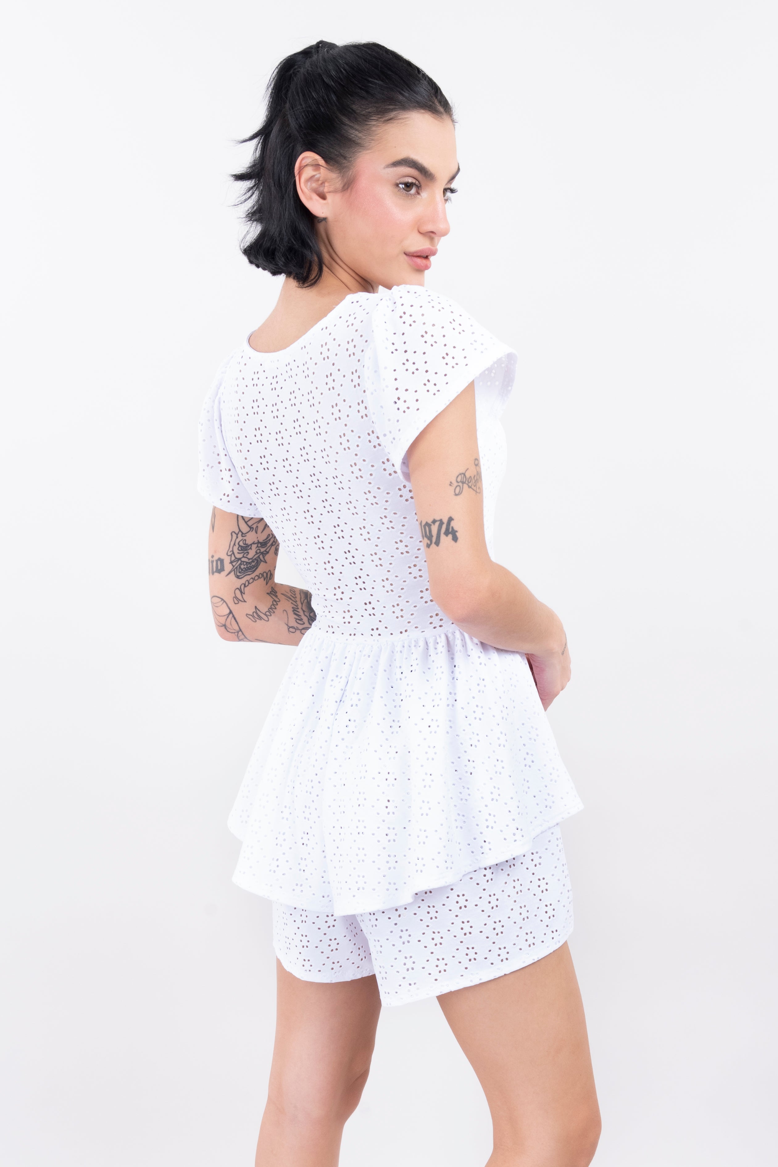 Romper textura doble olan BLANCO