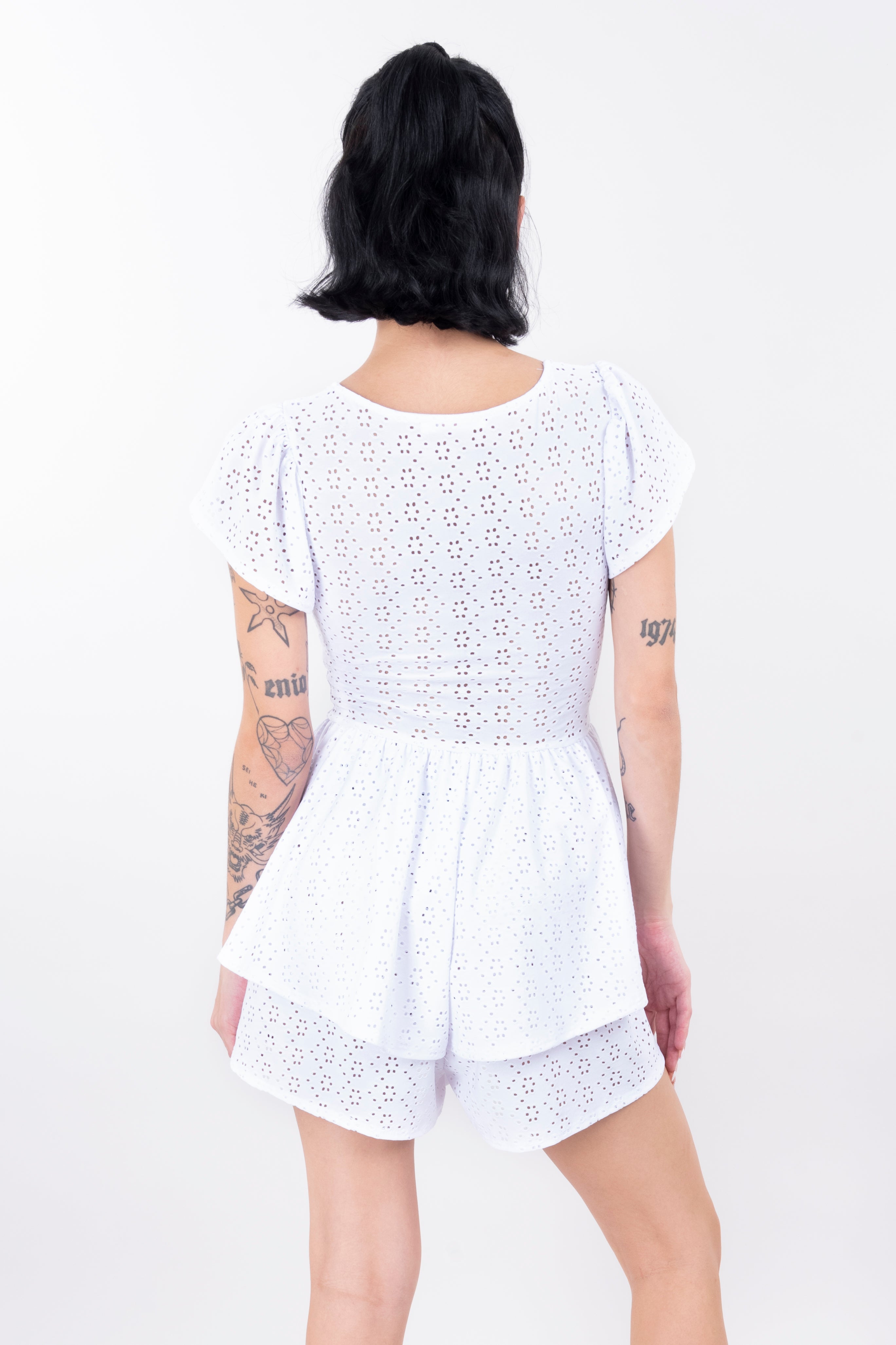 Romper textura doble olan BLANCO