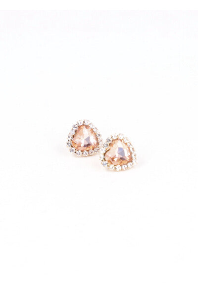 Aretes Studs Corazón Brillos AMBAR