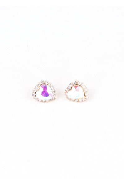 Aretes Studs Corazón Brillos IRIDISCENTE