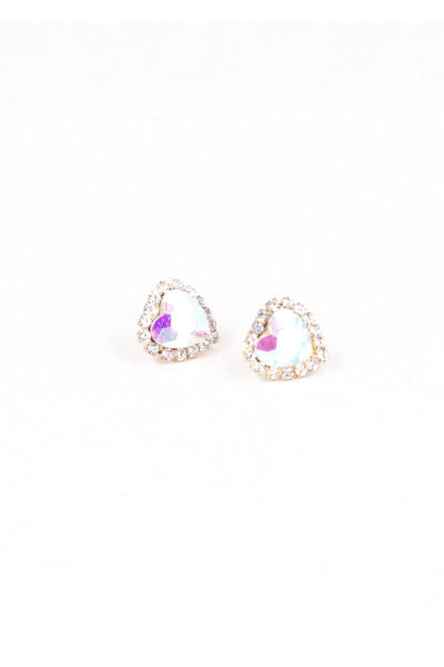 Aretes Studs Corazón Brillos IRIDISCENTE