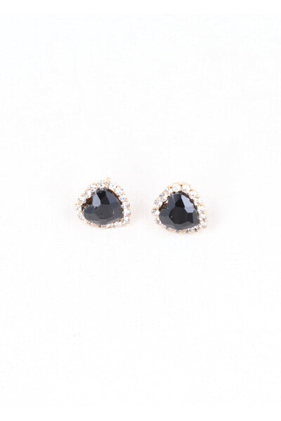 Aretes Studs Corazón Brillos NEGRO