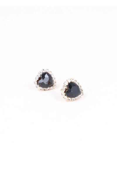 Aretes Studs Corazón Brillos NEGRO