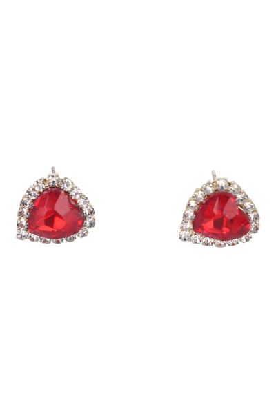 Aretes Studs Corazón Brillos ROJO