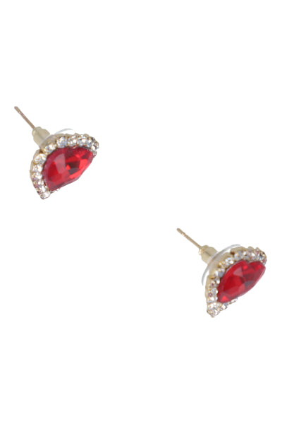 Aretes Studs Corazón Brillos ROJO