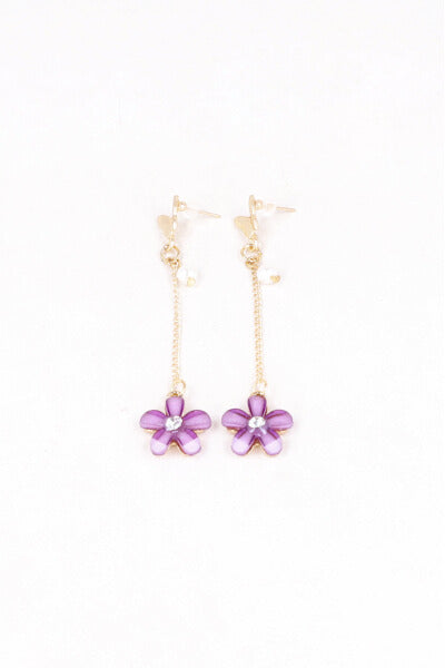 Aretes Flor Mariposa Cristal LILA