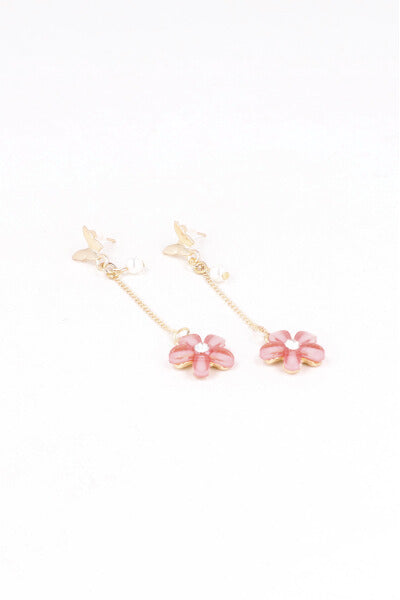 Aretes Flor Mariposa Cristal ROSA