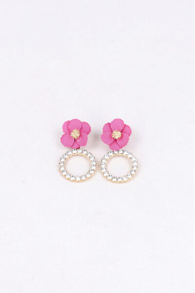 Aretes Flor Circulo Brillos FIUSHA