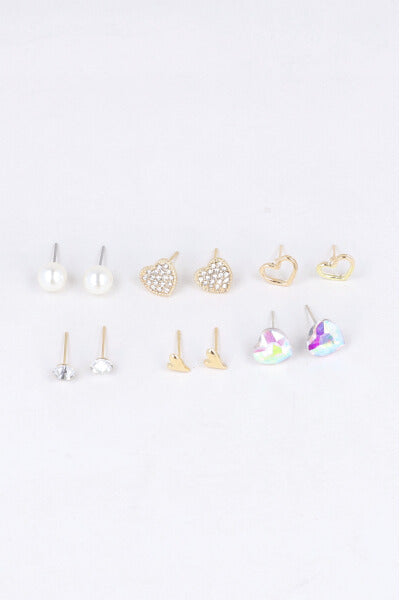 SET 6 Pares Studs IRIDESCENT