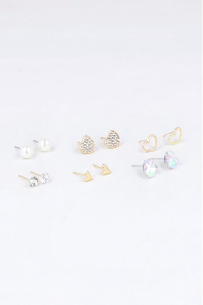 SET 6 Pares Studs IRIDESCENT