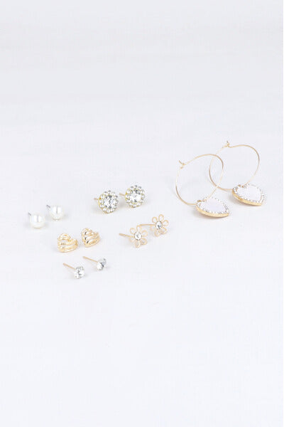 SET 6 Pares Multidseños earrings WHITE