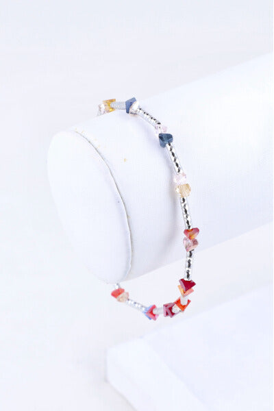 Anklet Cuentitas Colores PLATA