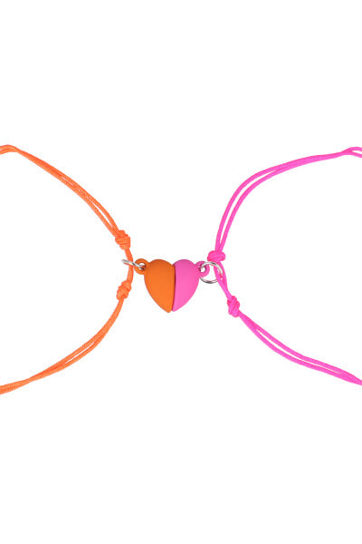 Set Pulseras Corazon Iman NARANJA