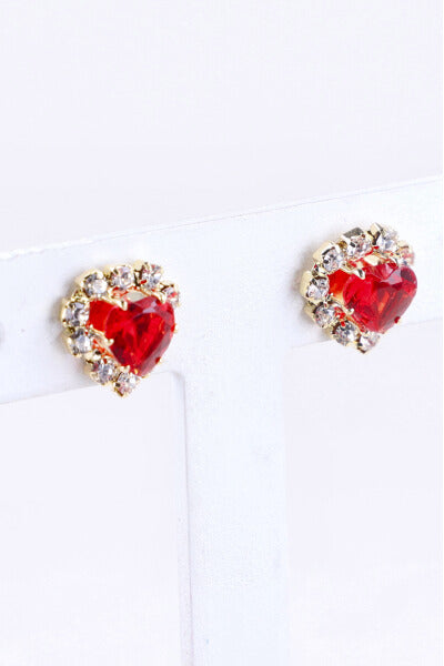 Studs Heart earrings RED