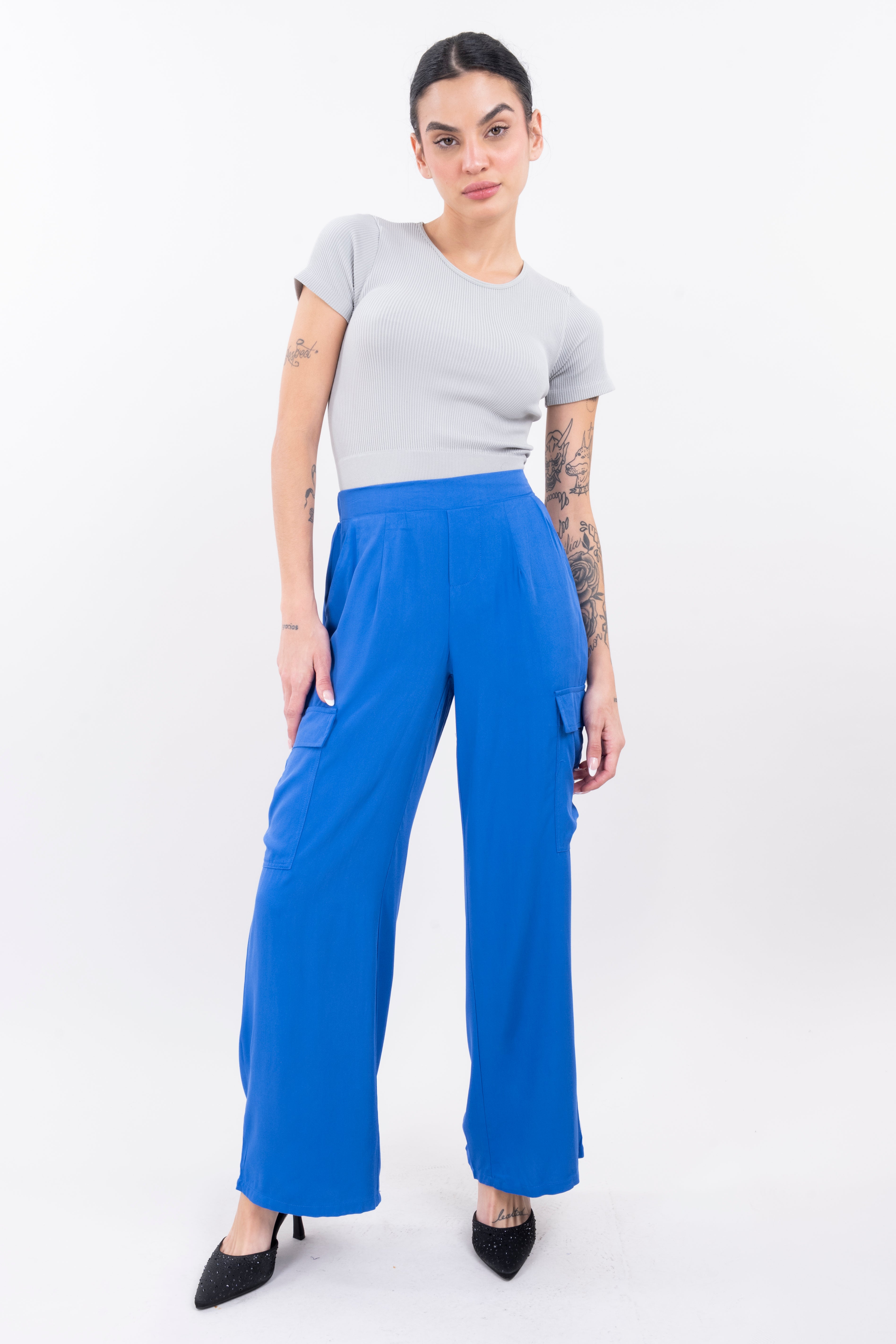 Pantalón cargo cintura elástica AZUL REY