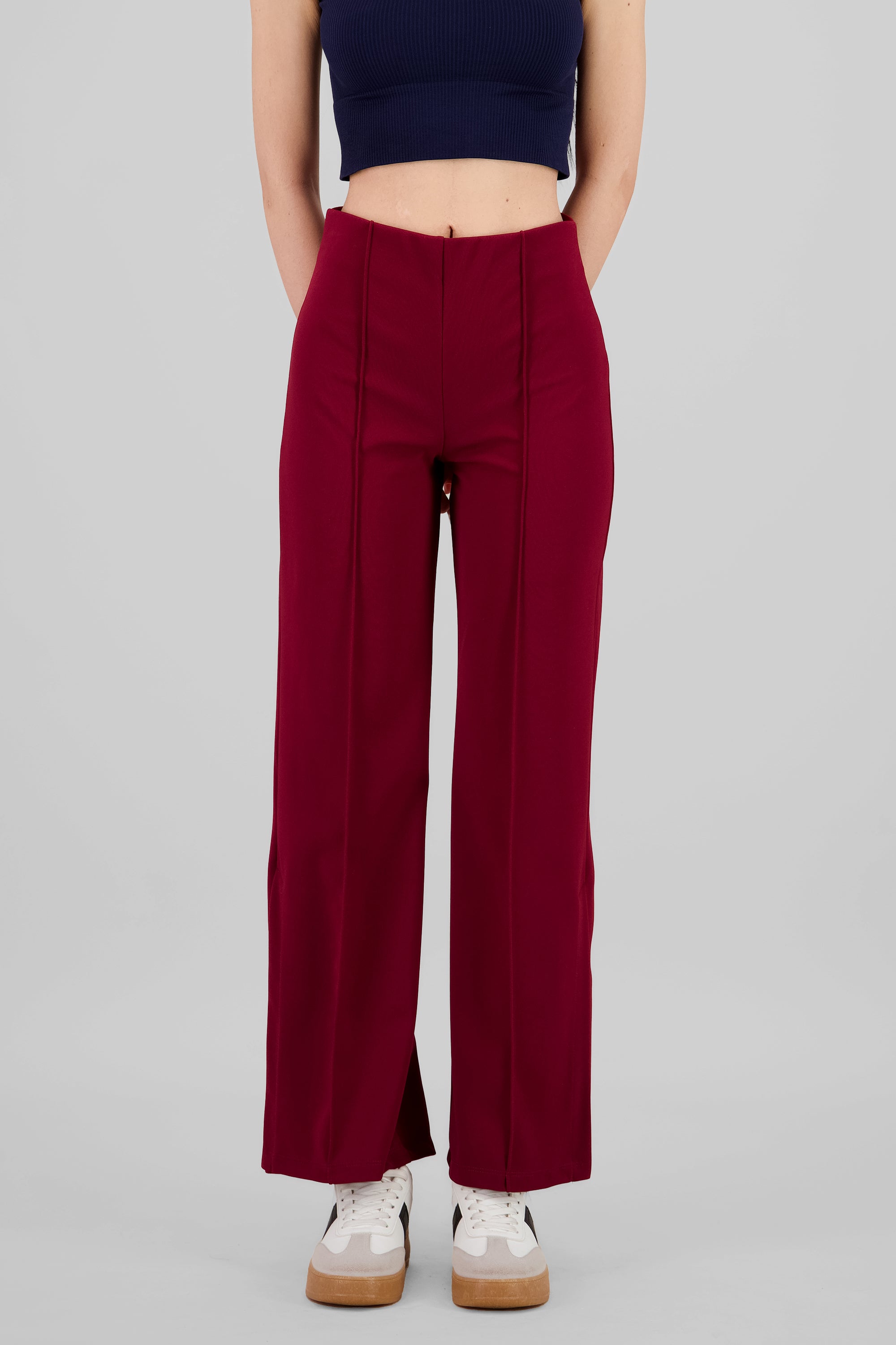 Pantalón Flared Costuras CIRUELA