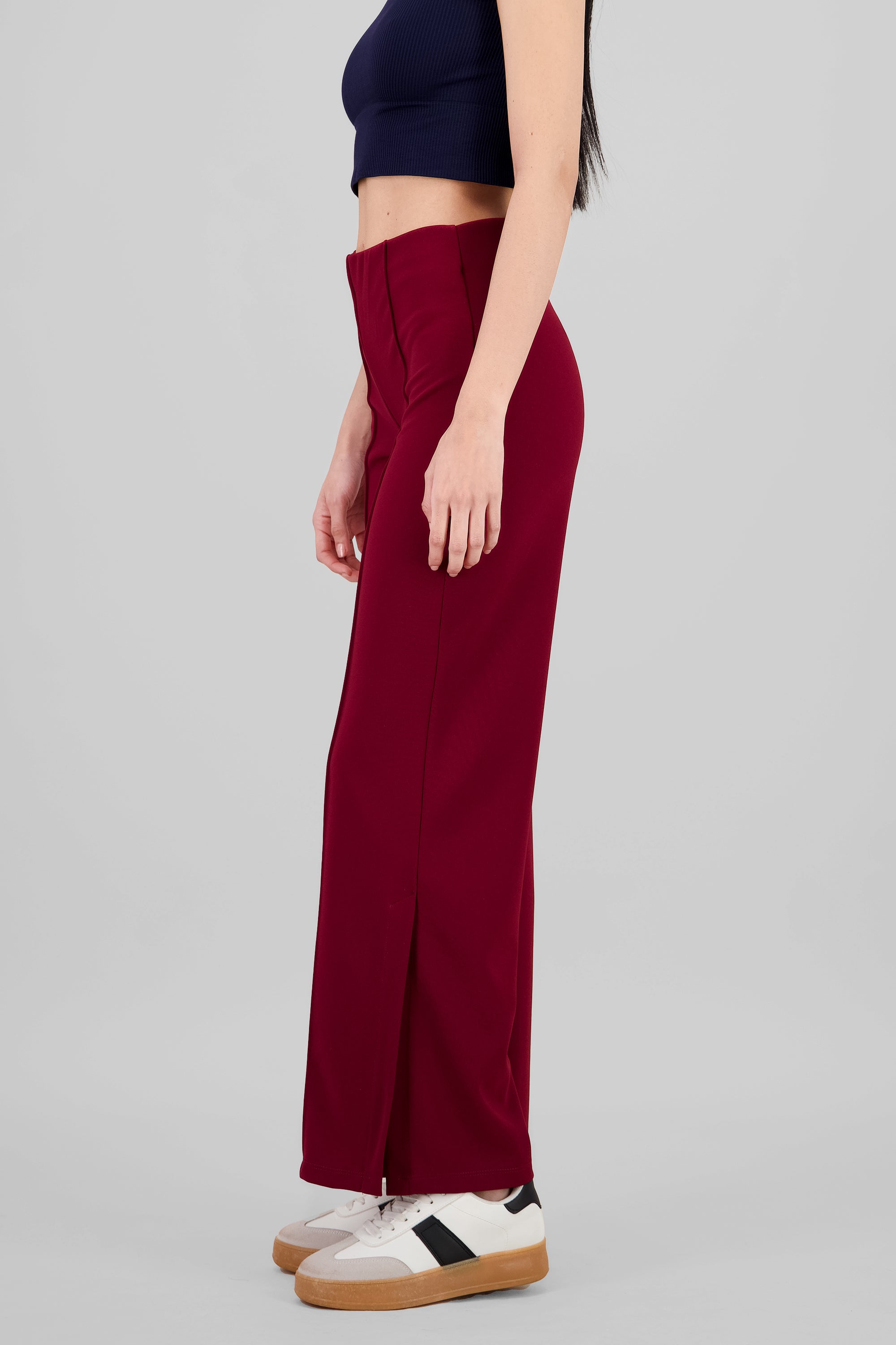 Pantalón Flared Costuras CIRUELA
