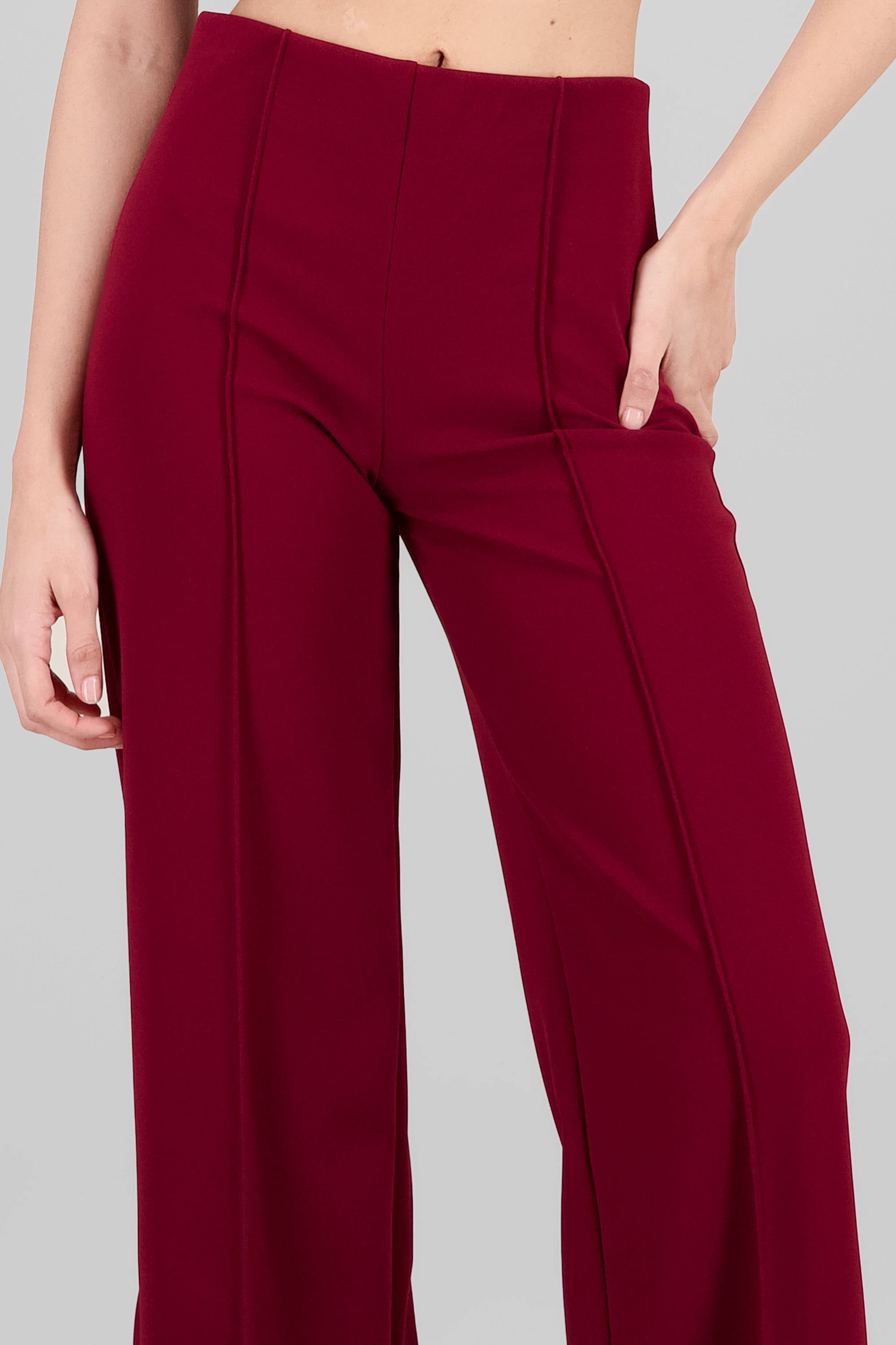 Pantalón Flared Costuras CIRUELA