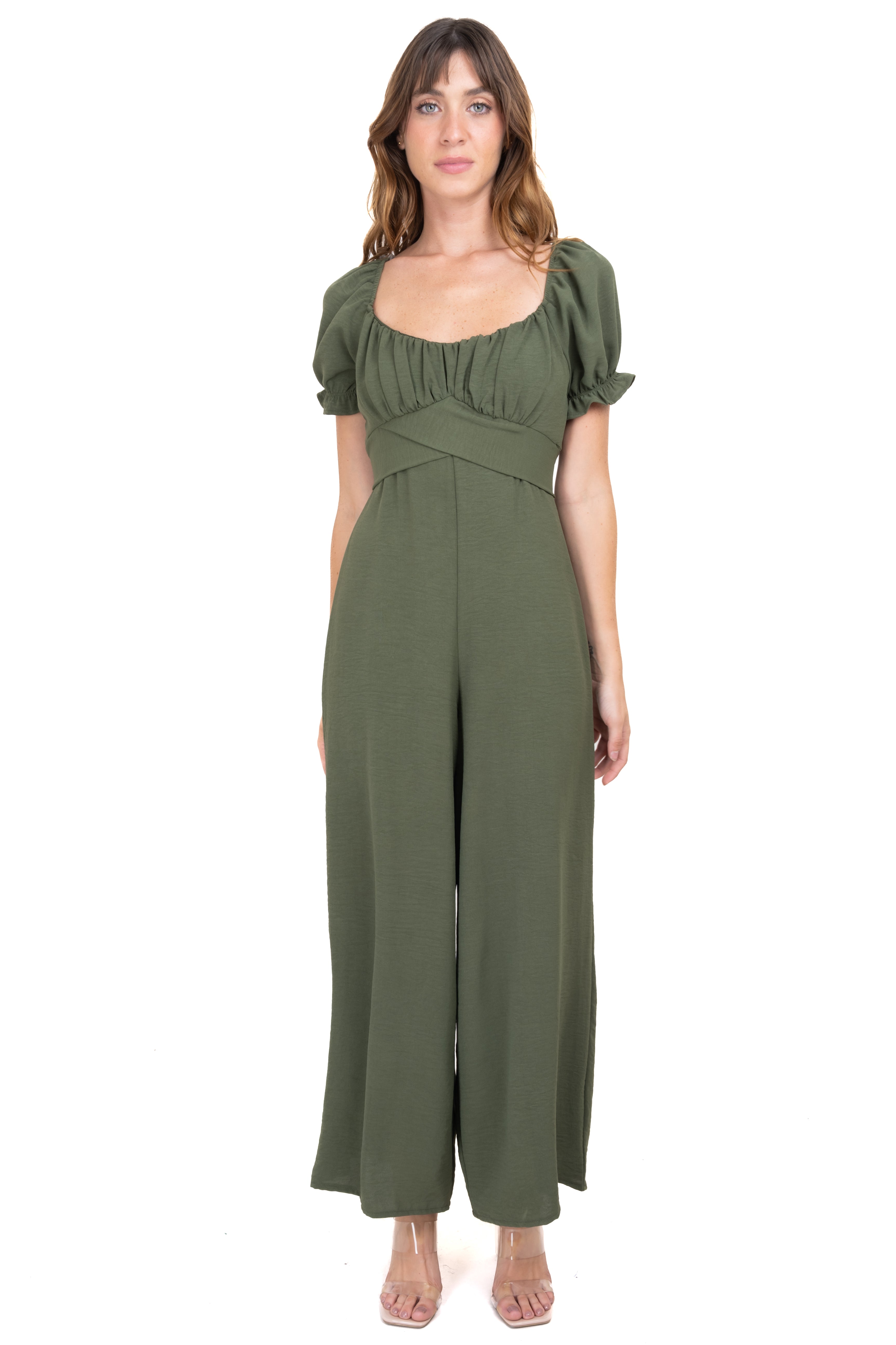 Jumpsuit Manga Abullonada Olanes OLIVO