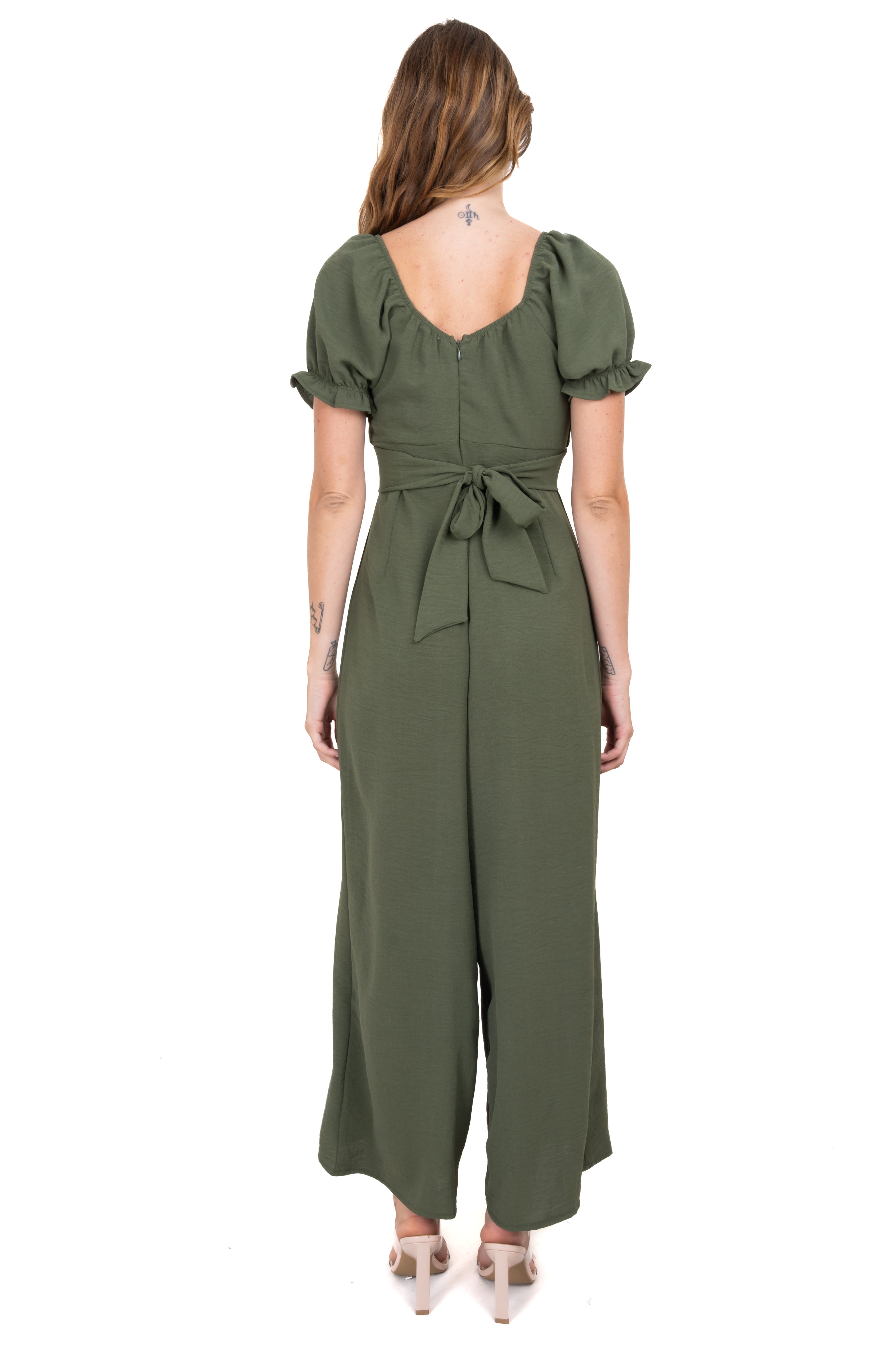 Jumpsuit Manga Abullonada Olanes OLIVO