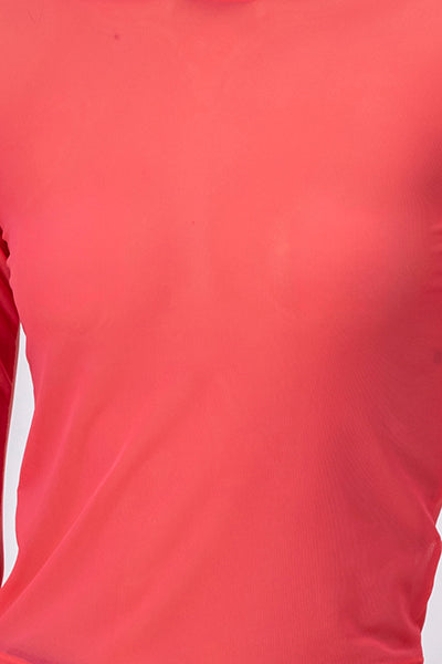 Top Mesh Manga Larga ROJO