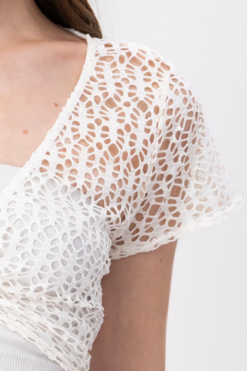 Top crop eyelet aro BLANCO