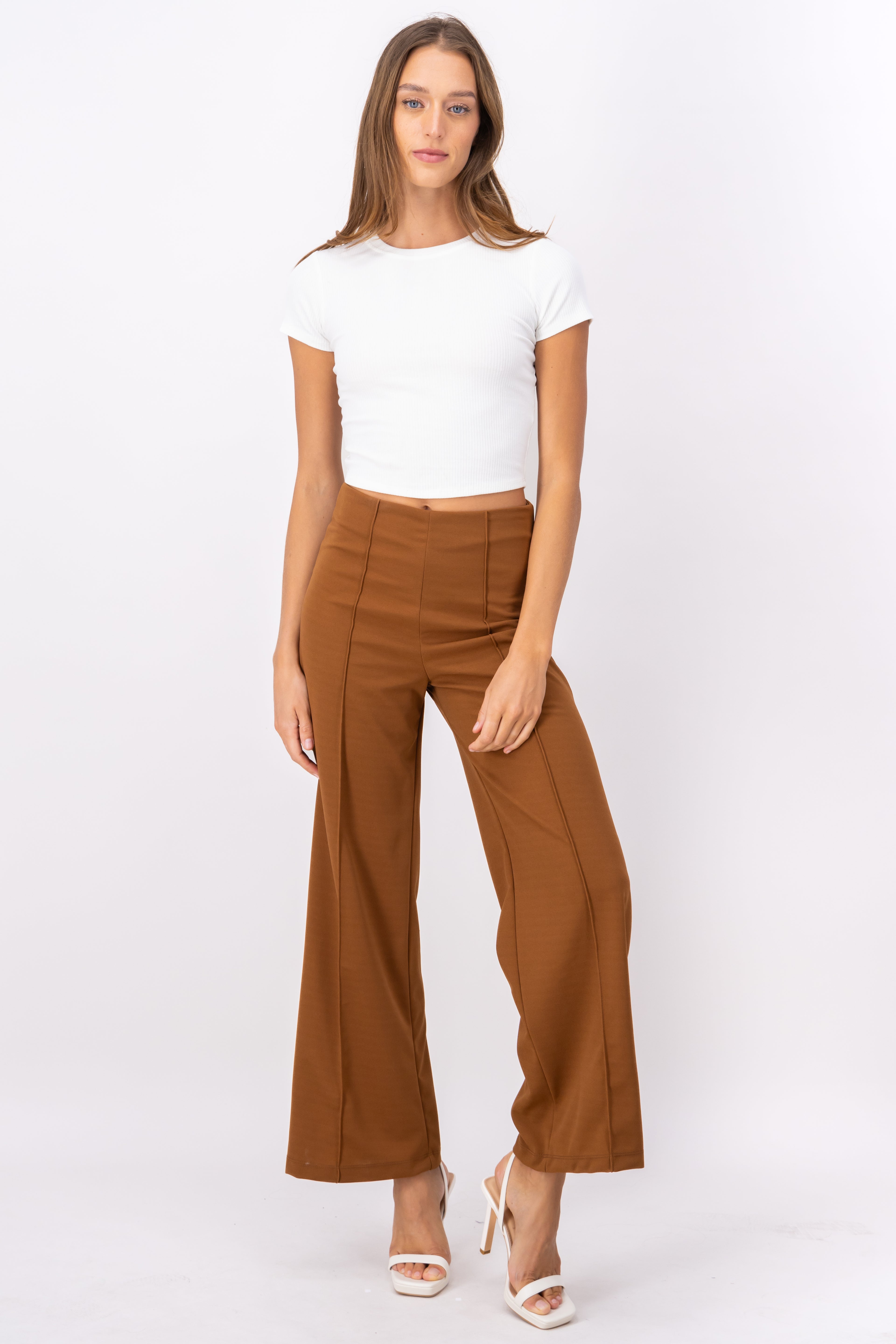 Pantalón Amplio Costura Frontal CHOCOLATE