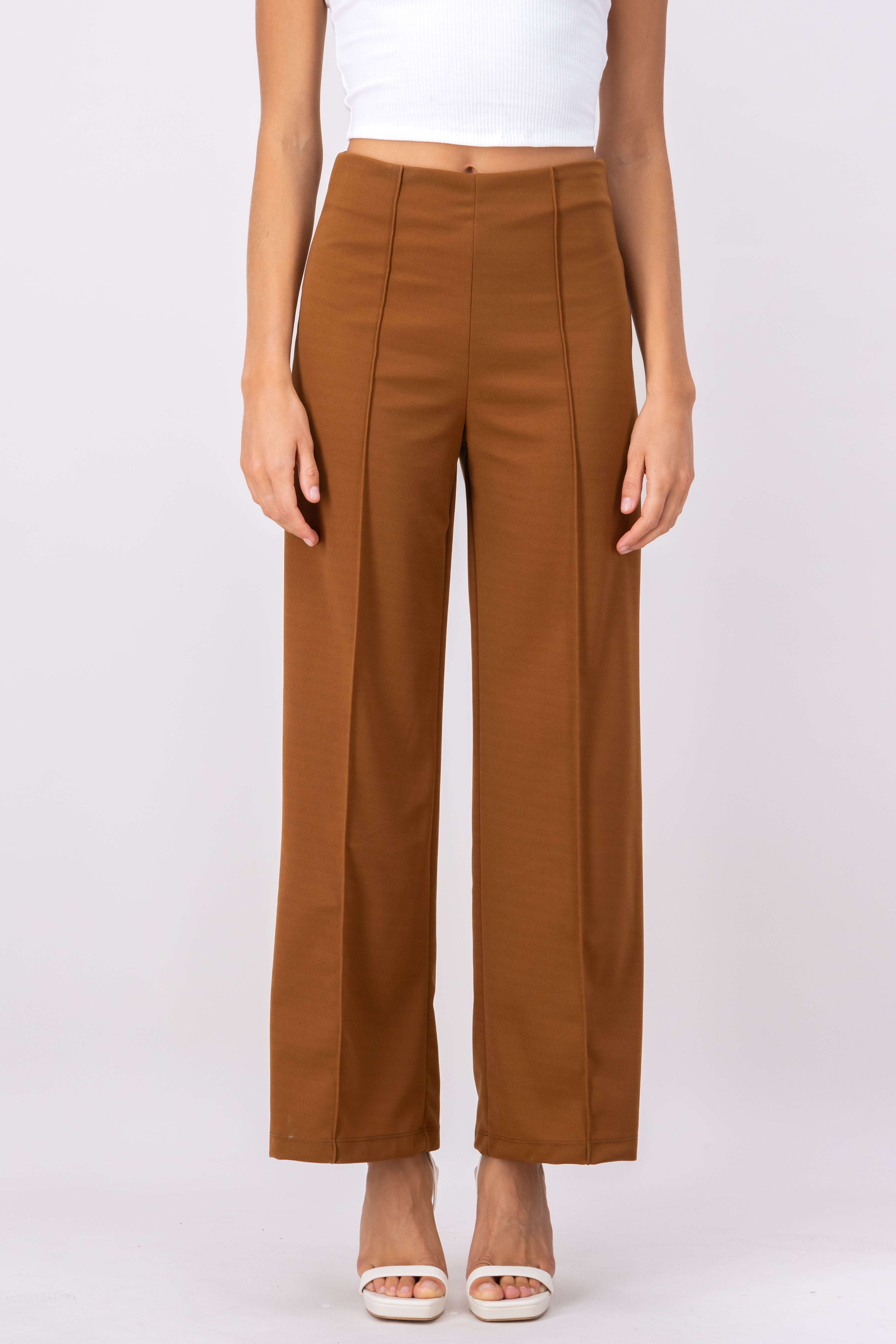 Pantalón Amplio Costura Frontal CHOCOLATE