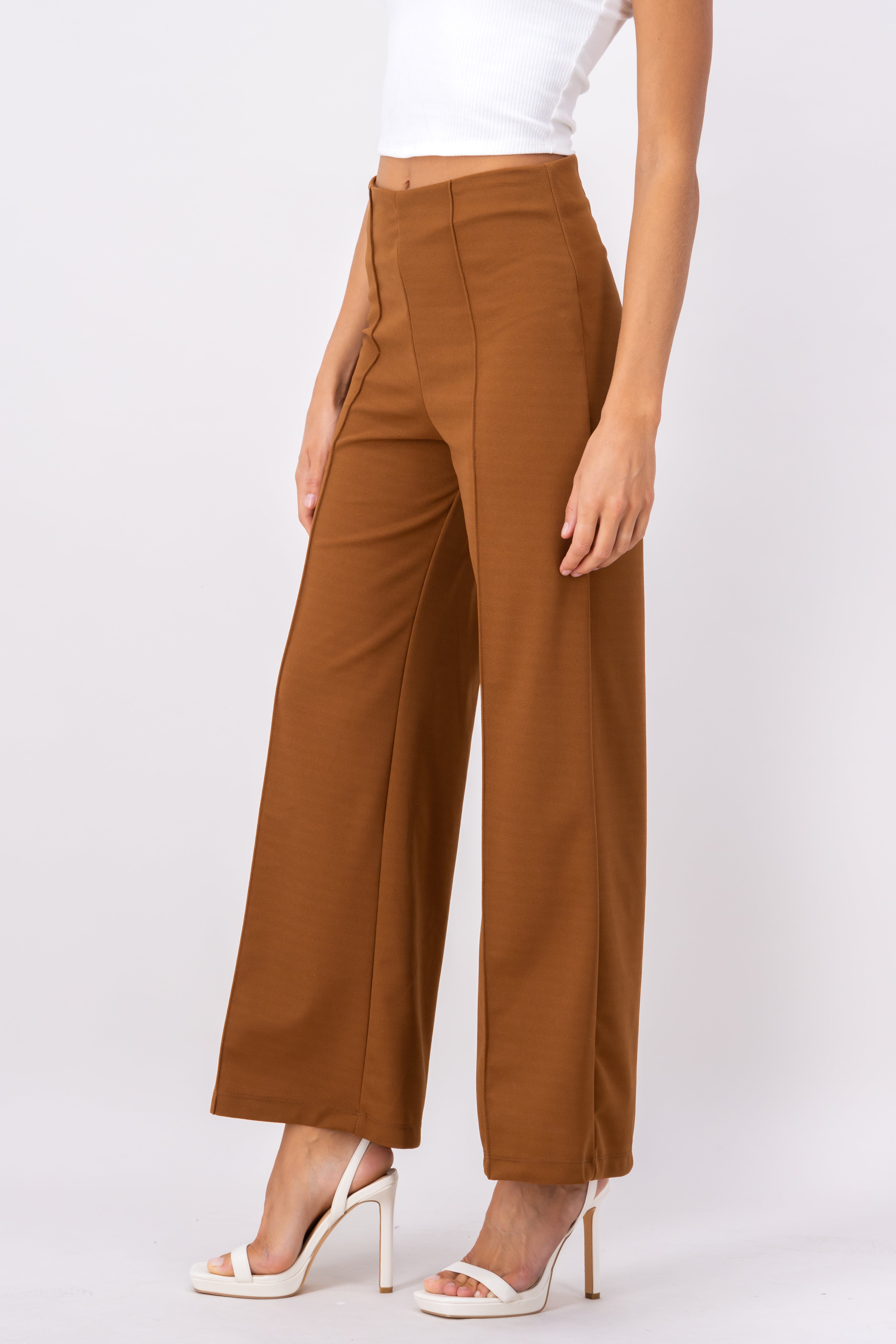 Pantalón Amplio Costura Frontal CHOCOLATE