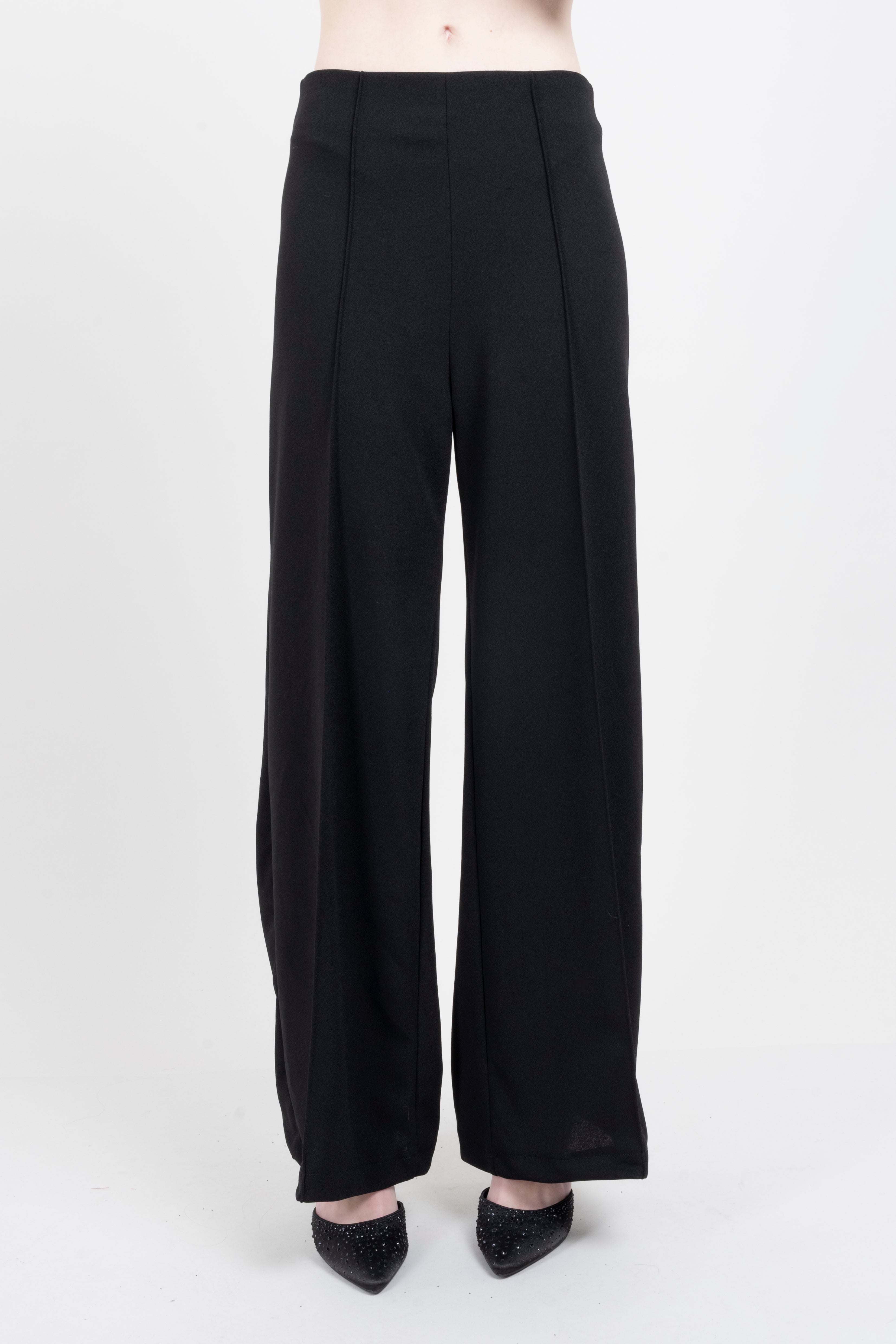 Pantalón Amplio Costura Frontal NEGRO