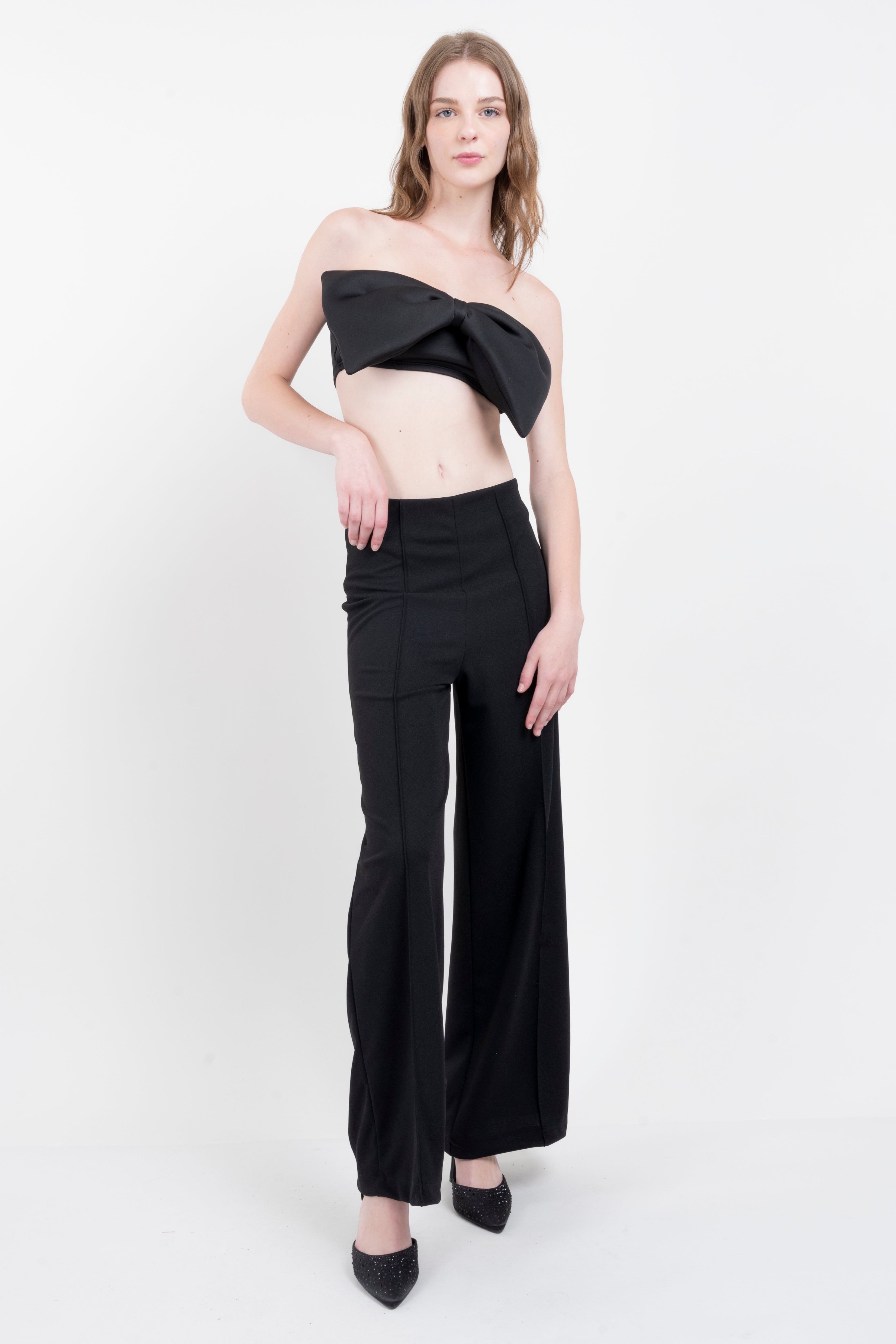Pantalón Amplio Costura Frontal NEGRO