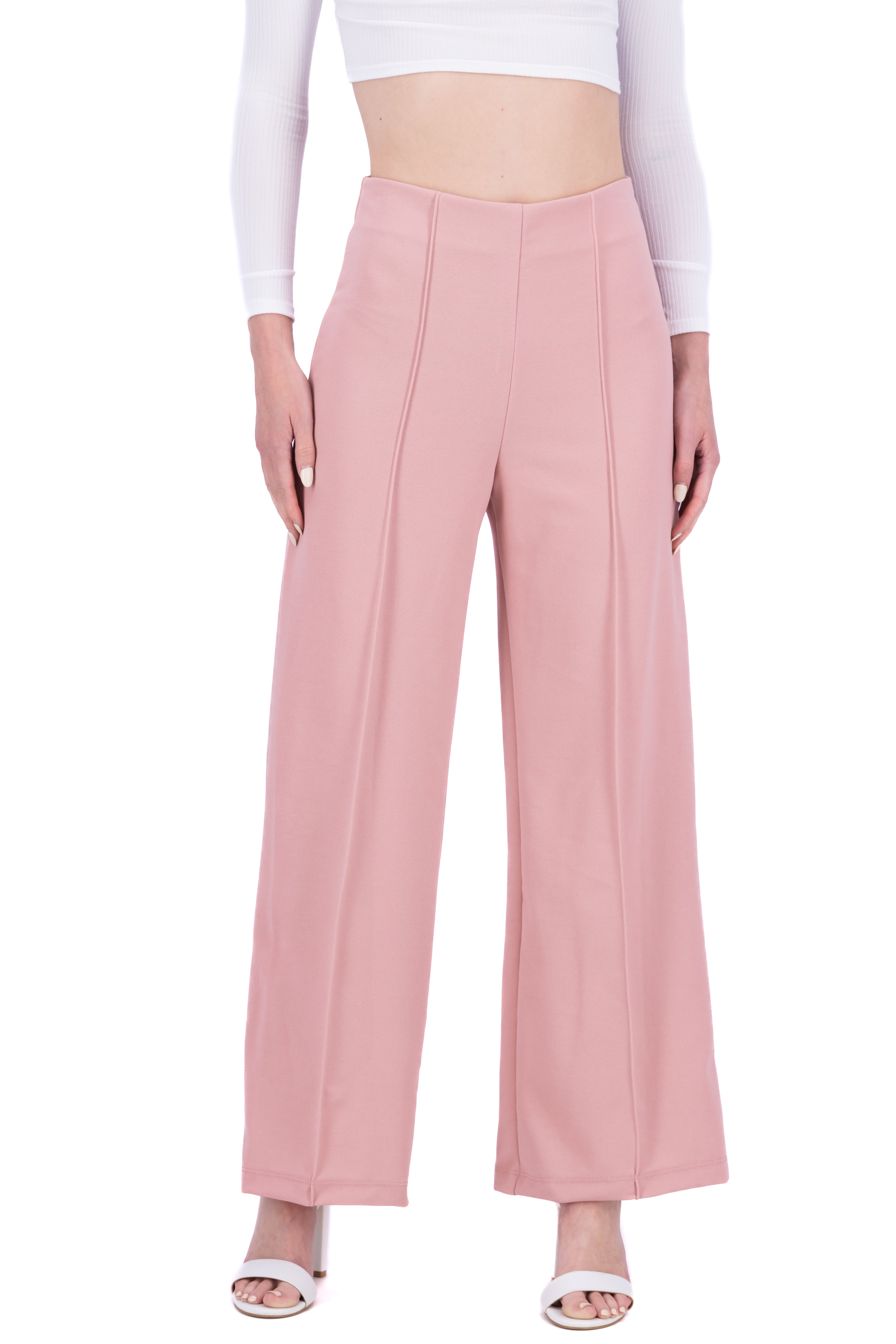 Pantalón Amplio Costura Frontal ROSA PASTEL