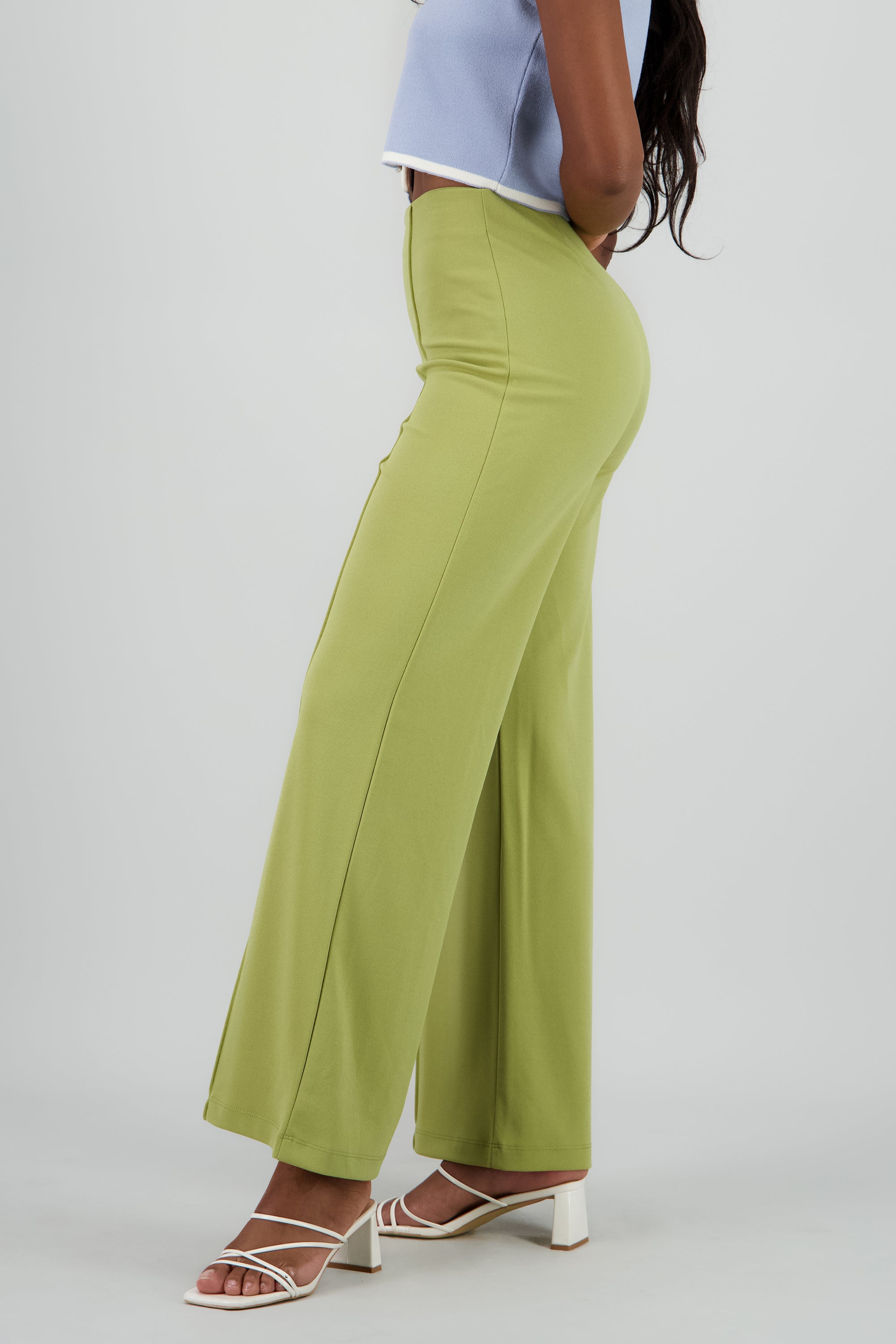 Pantalón Amplio Costura Frontal VERDE CLARO