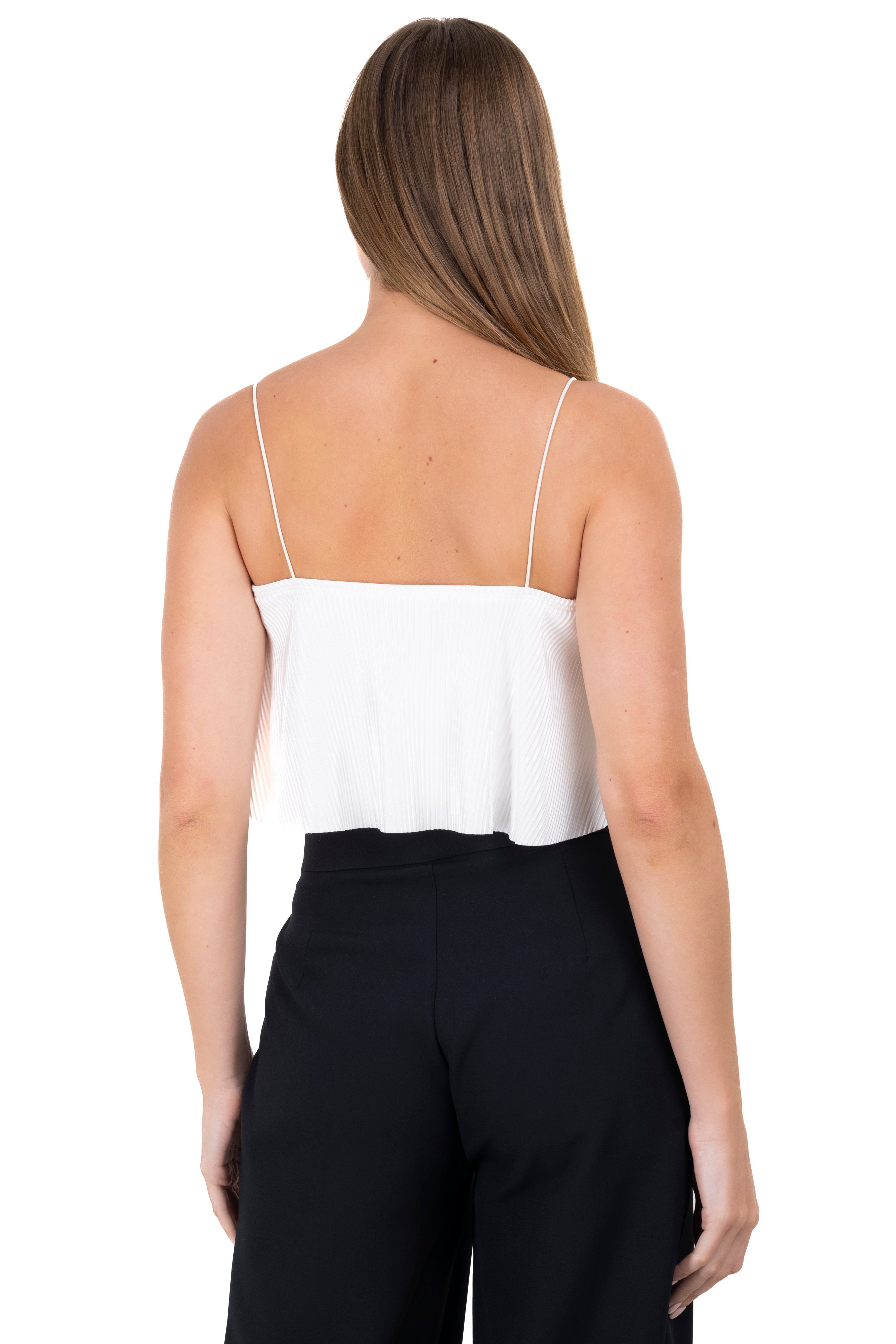 Top Crop Tejido Plisado Tirantes BLANCO