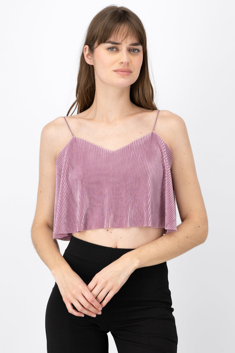 Top Crop Tejido Plisado Tirantes LILA