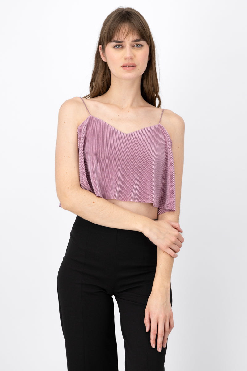 Top Crop Tejido Plisado Tirantes LILA