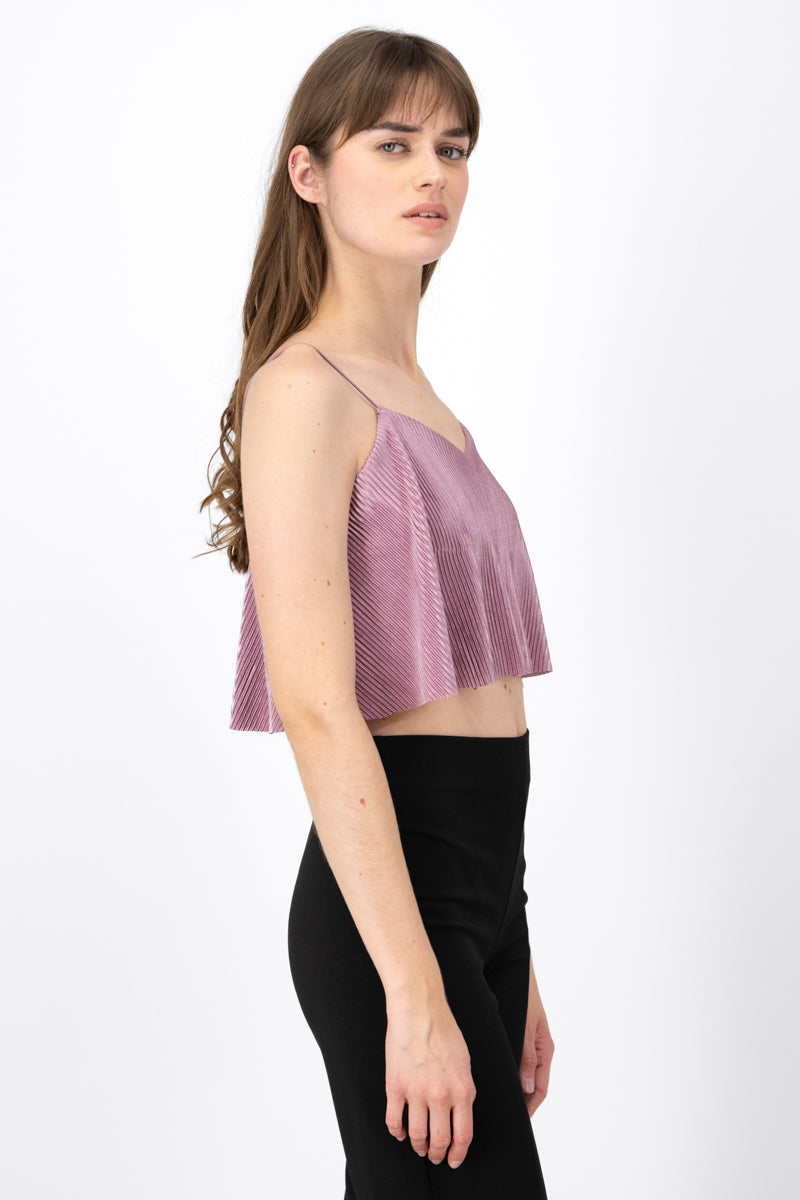 Top Crop Tejido Plisado Tirantes LILA