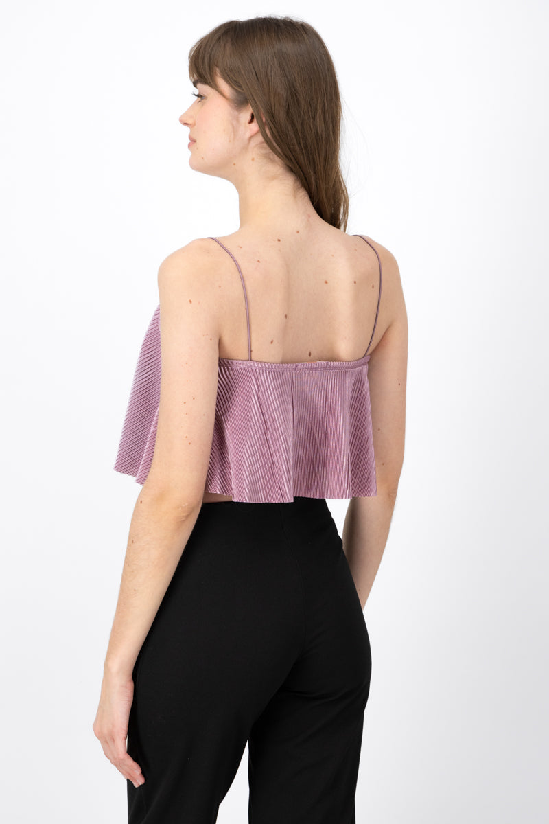 Top Crop Tejido Plisado Tirantes LILA