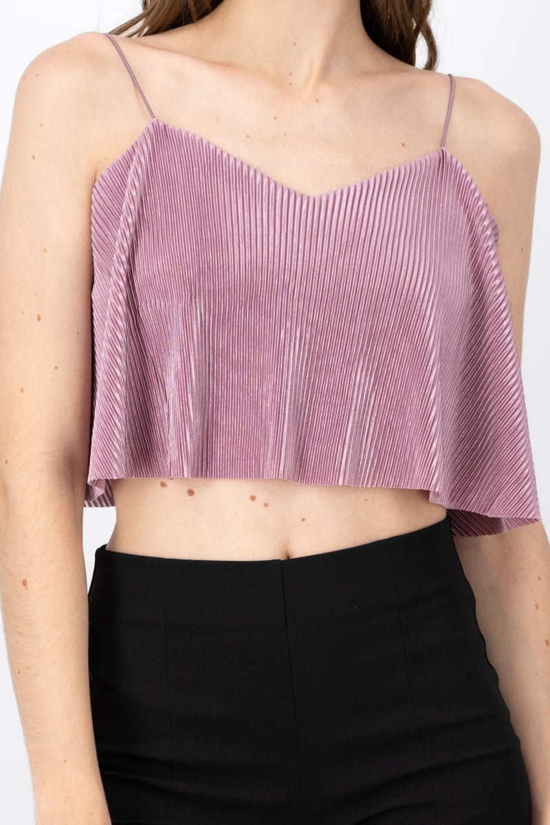 Top Crop Tejido Plisado Tirantes LILA