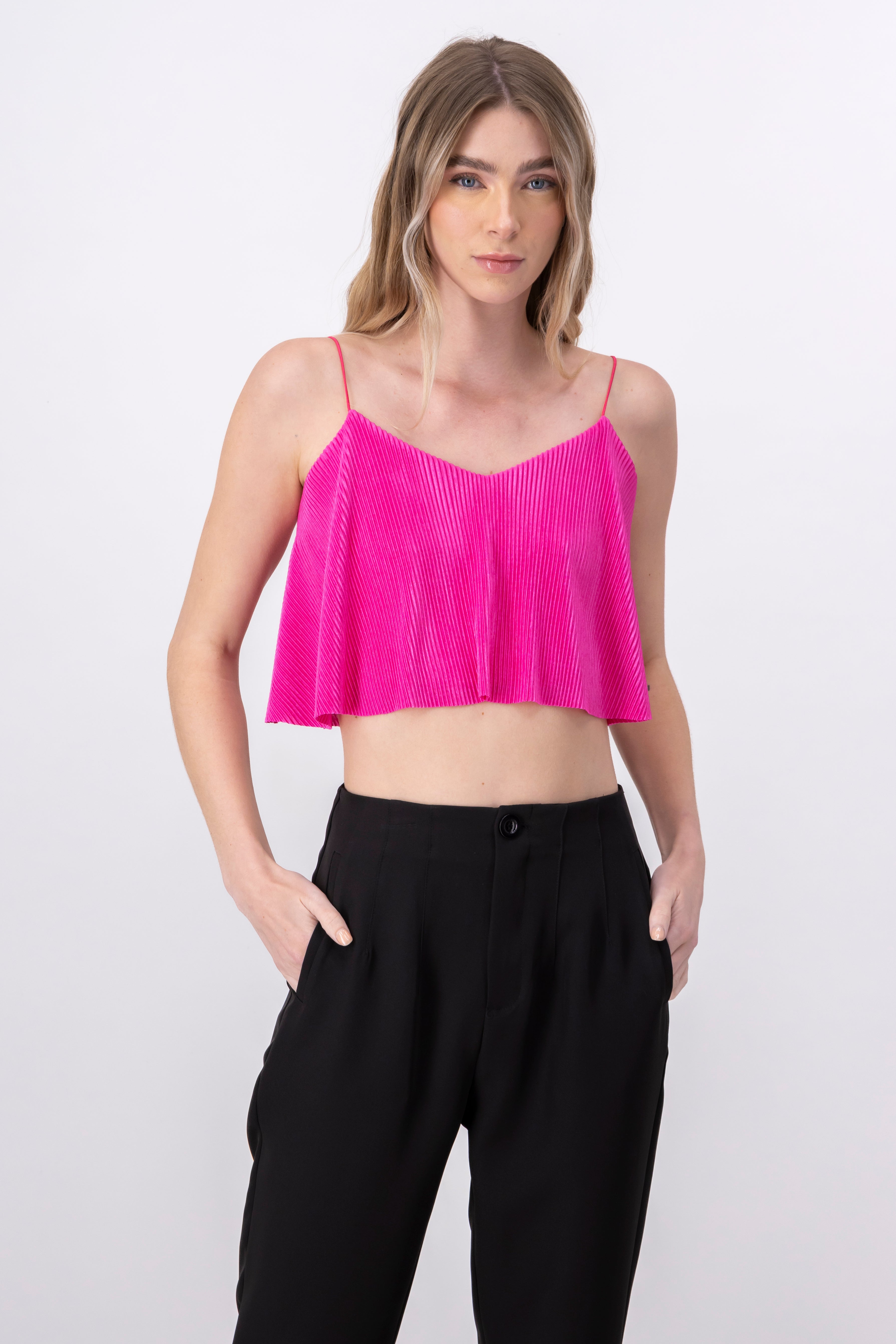 Top Crop Tejido Plisado Tirantes FIUSHA