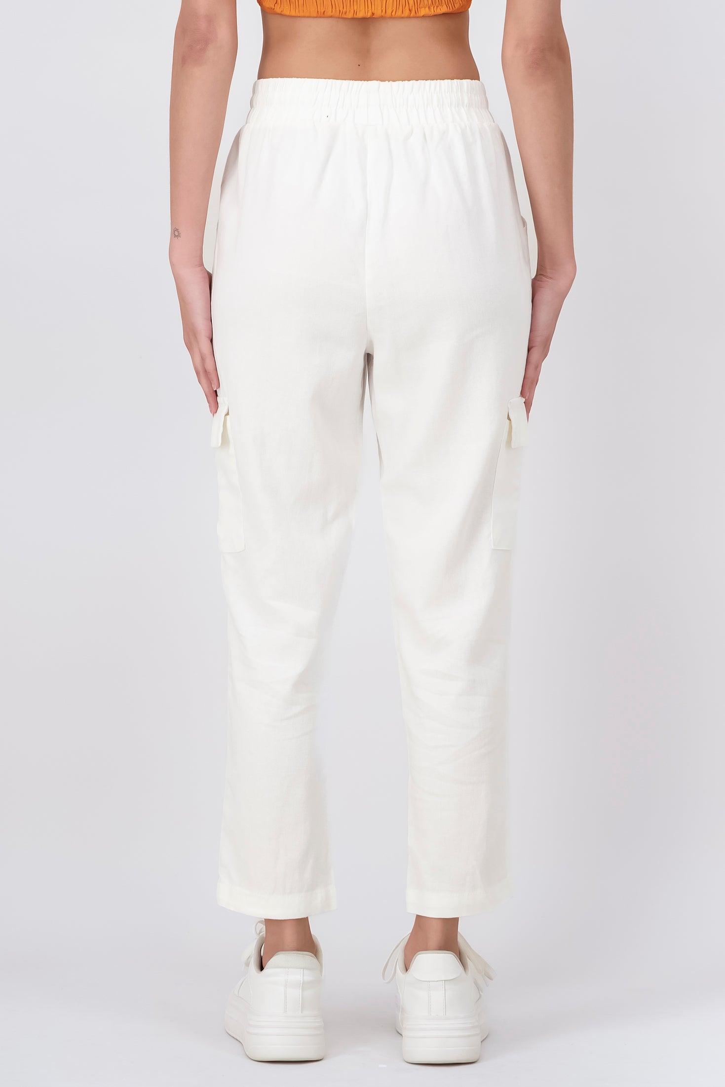 Pantalón cargo cintas cintura BLANCO